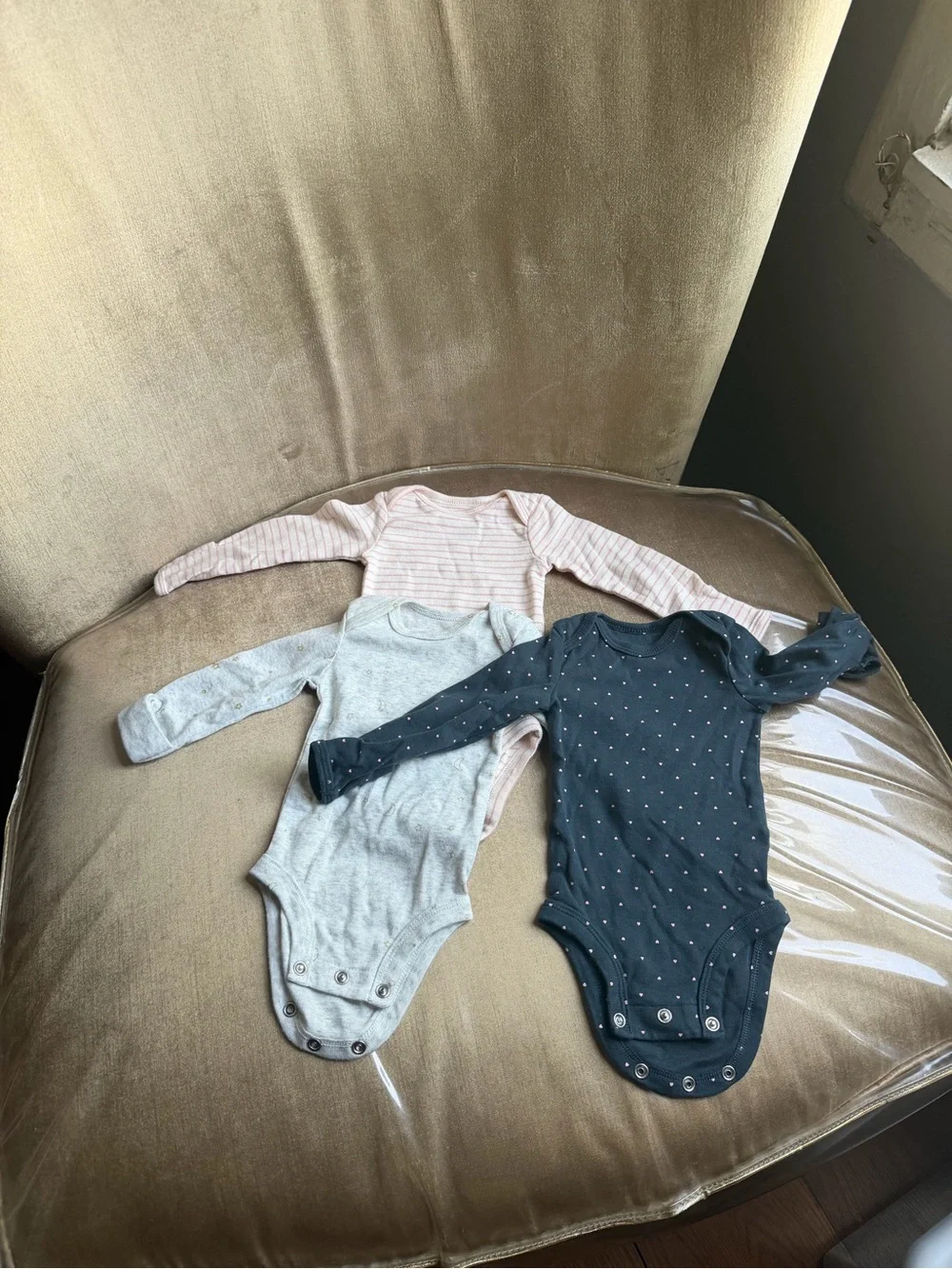 Carter's 3-Pack Long Sleeve Bodysuits - Light Pink, Light Gray, Navy